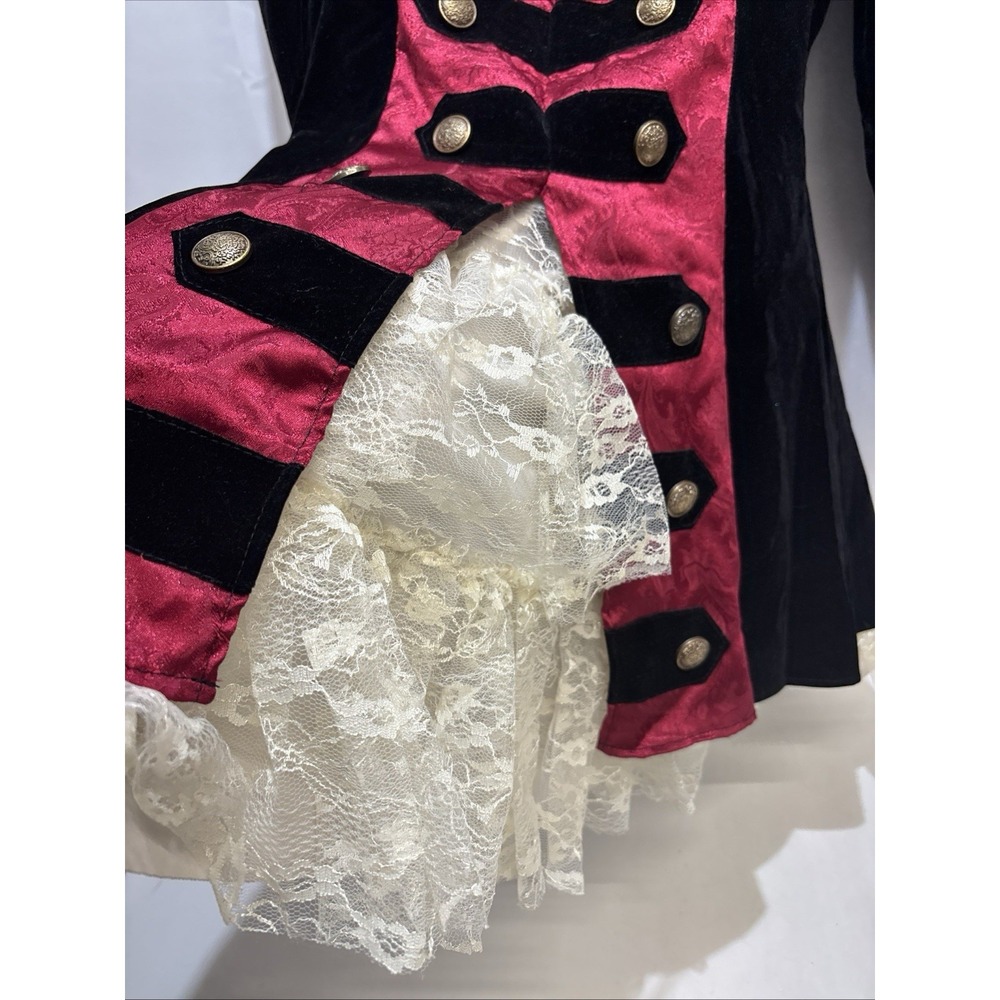 Leg Avenue Pirate Captain Costume Black Velvet Burgundy Goth Steampunk Large - Picture 3 of 8